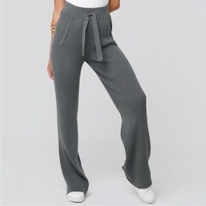Grey Rib Knitted Pants